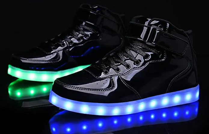 High Top Men Led Shoes with Remote Comtrol Luminous Light Up For adults 7 Colors Flashing Casual USB Charge | Обувь
