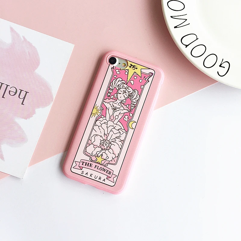 flower Для iPhone 8/8 plus Captor SAKURA Чехол+ пленка для экрана из закаленного стекла, супер милый мягкий чехол для iPhone 7 plus 6 6S plus Fundas - Цвет: flower
