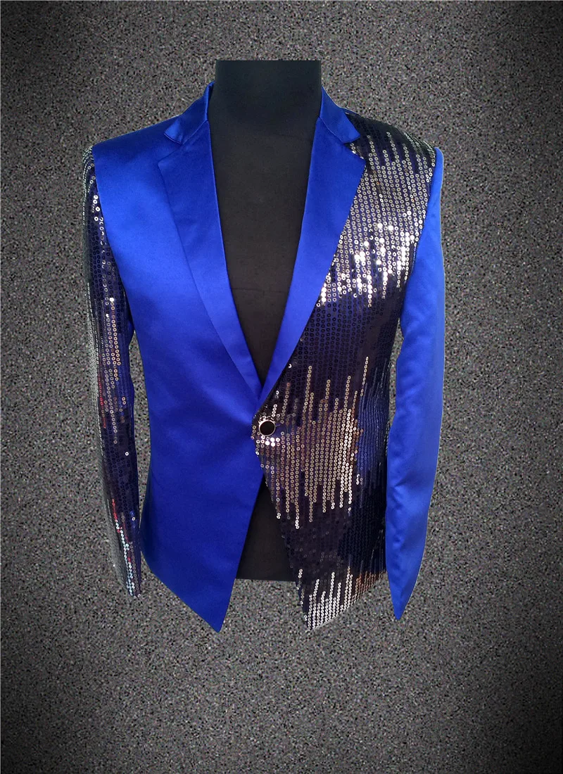 2016 плюс Размер мужской тонкий костюм с блестками ночная рубашка певица