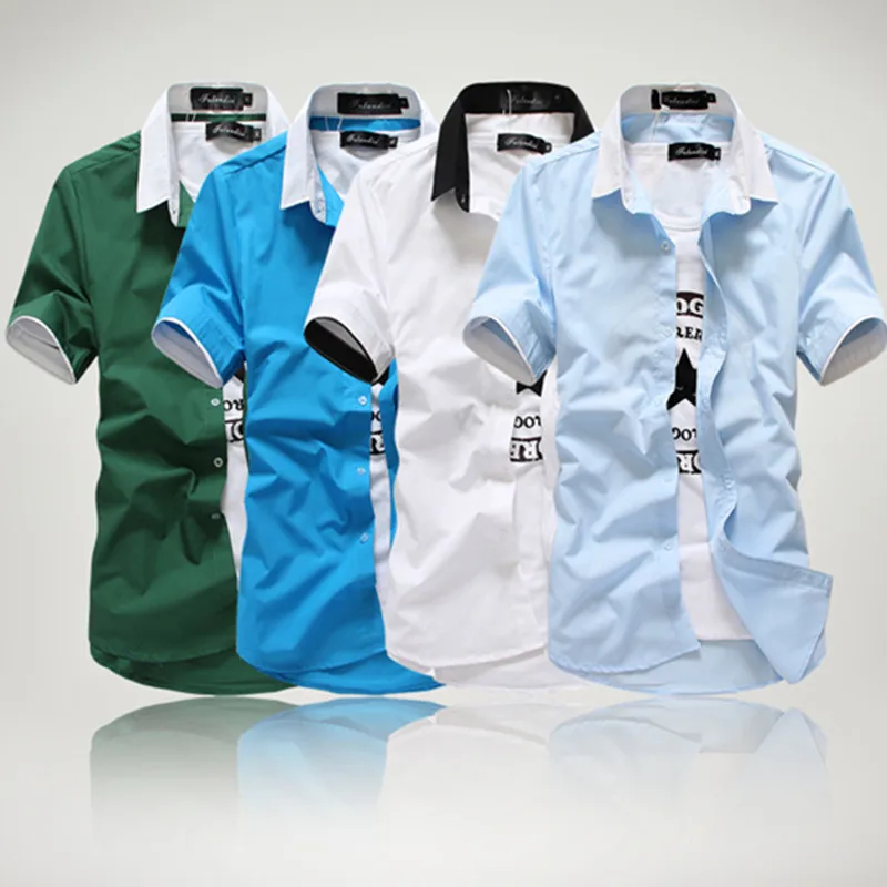 2019 Новые мужские повседневные рубашки с коротким рукавом вышивкой высокого