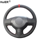 Чехол рулевого колеса автомобиля HuiER для ручного шитья, красный маркер для Mitsubishi Lancer EX 10 Lancer X Outlander, автомобильные аксессуары на руль