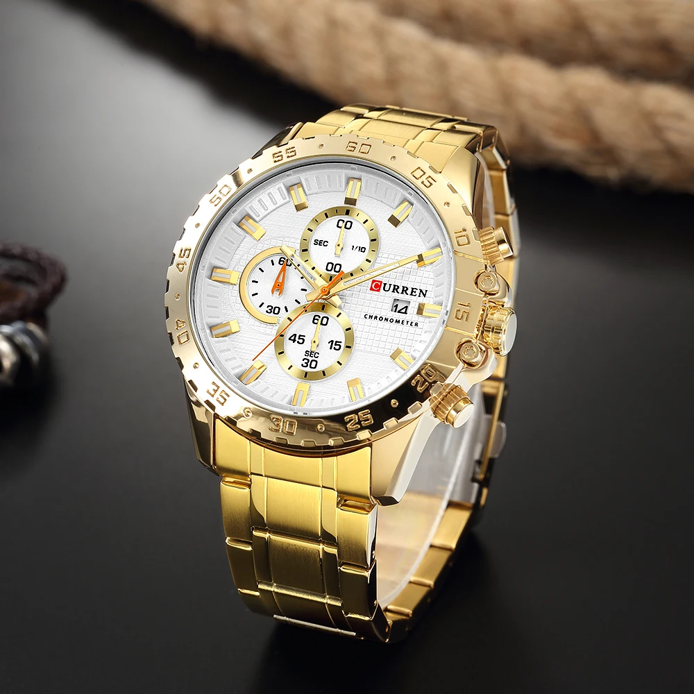 Роскошные мужские часы CURREN 2019 модные многофункциональные наручные с хронографом