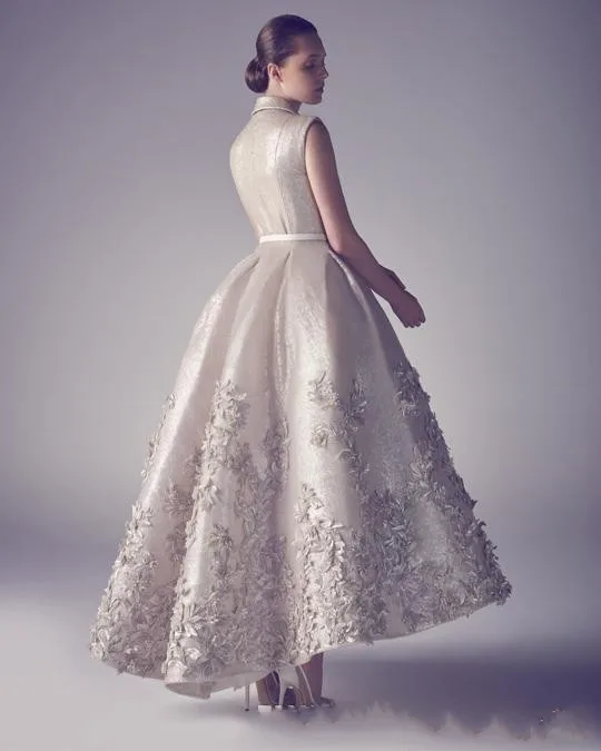 2016 Осень Короткие Вечерние Платья Line V Шеи Голеностопного Длина Рукавов Атласная