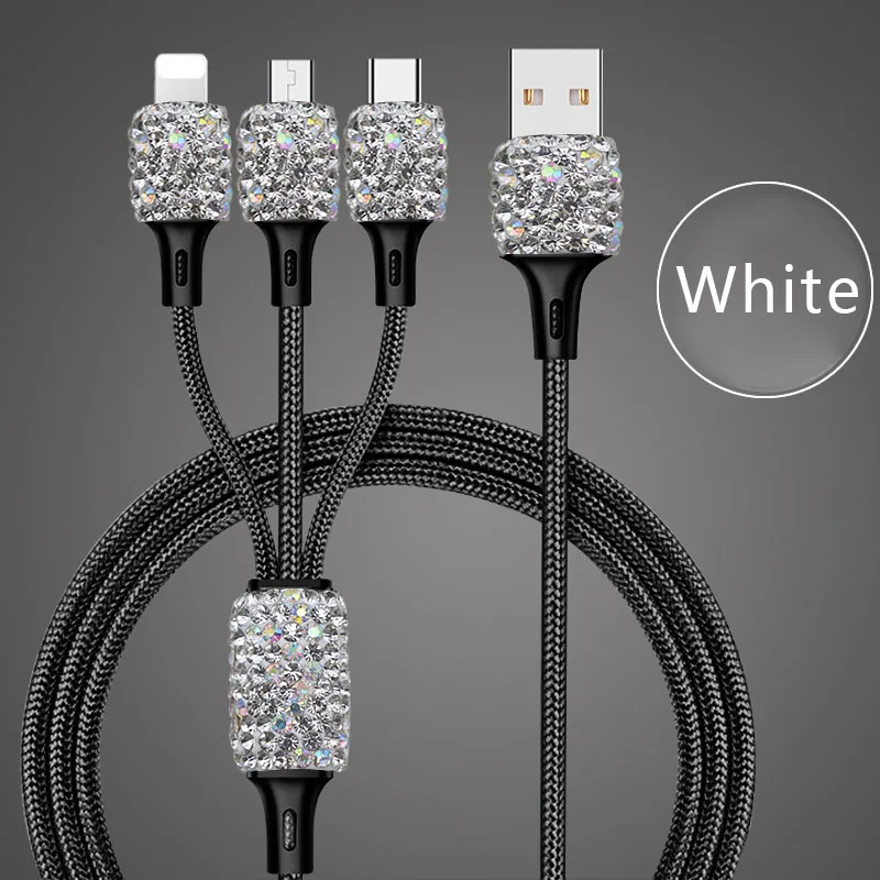 Алмазы USB Автомобильное зарядное устройство для мобильного телефона планшет gps быстрое зарядное устройство автомобильное зарядное устройство двойной USB Автомобильное зарядное устройство хрустальные Автомобильные украшения - Название цвета: white line