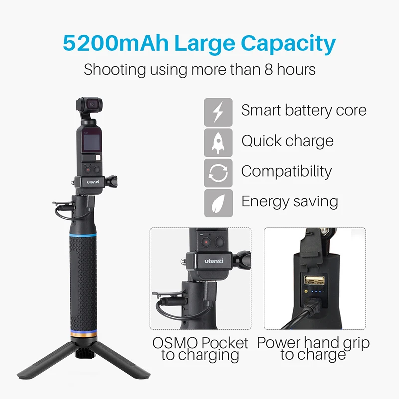 2019 Handheld Power Bank Battery Hand Grip Extension Monopod for Gopro Hero DJI Osmo Pocket Action with Ulanzi V2|Чехлы для
