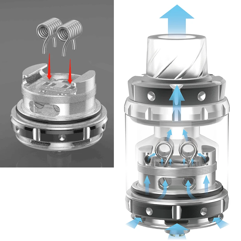 Оригинальный Veeape дрель RTA Танк 27 мм двойной катушки с 2 мл ёмкость стекло трубки Vape