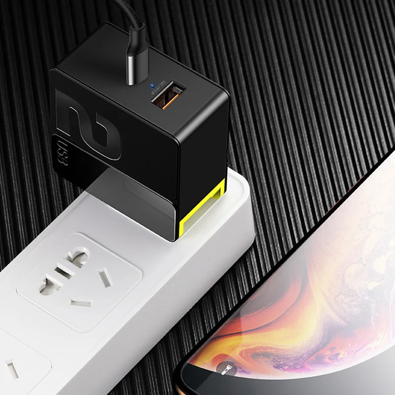 2 USB black Rock 18 Вт Тип USB c быстро зарядное устройство Универсальный QC3.0 PD зарядки Путешествия адаптер 5V3A ЕС США Plug для iPhone samsung huawei - Тип штекера: 2 USB black