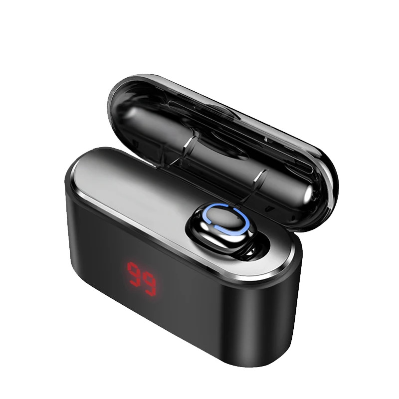 Single ear black Настоящие Bluetooth 5,0 наушники HBQ TWS Беспроводные наушники с громкой связью 3D стерео игровая гарнитура с аккумулятором светодиодный цифровой дисплей - Цвет: Single ear black