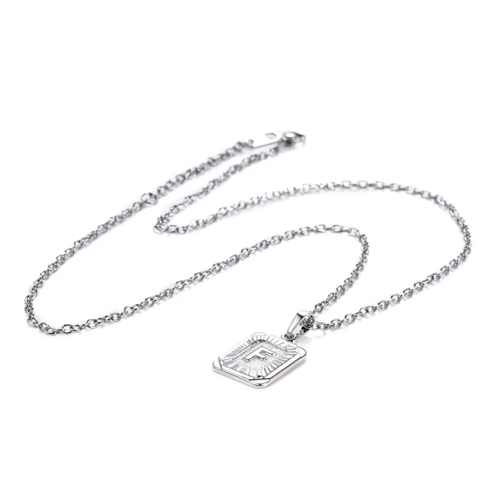 U7 Square Letters Necklaces Pendant Chain Necklace for Women Men English Initial Name Alphabet Jewelry Best Birthday Gifts P1196