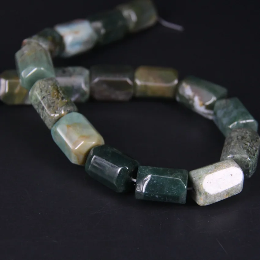 Бусины цилиндрические граненые из натуральных индийских агатов 18-19 шт./нить -