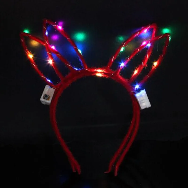 red bunny 1 шт. красочный тиара корона принцессы светодиодный мигает повязка на голову для детей и взрослых осветить аксессуары для волос Rave сверкающие принадлежности для вечеринки - Цвет: red bunny