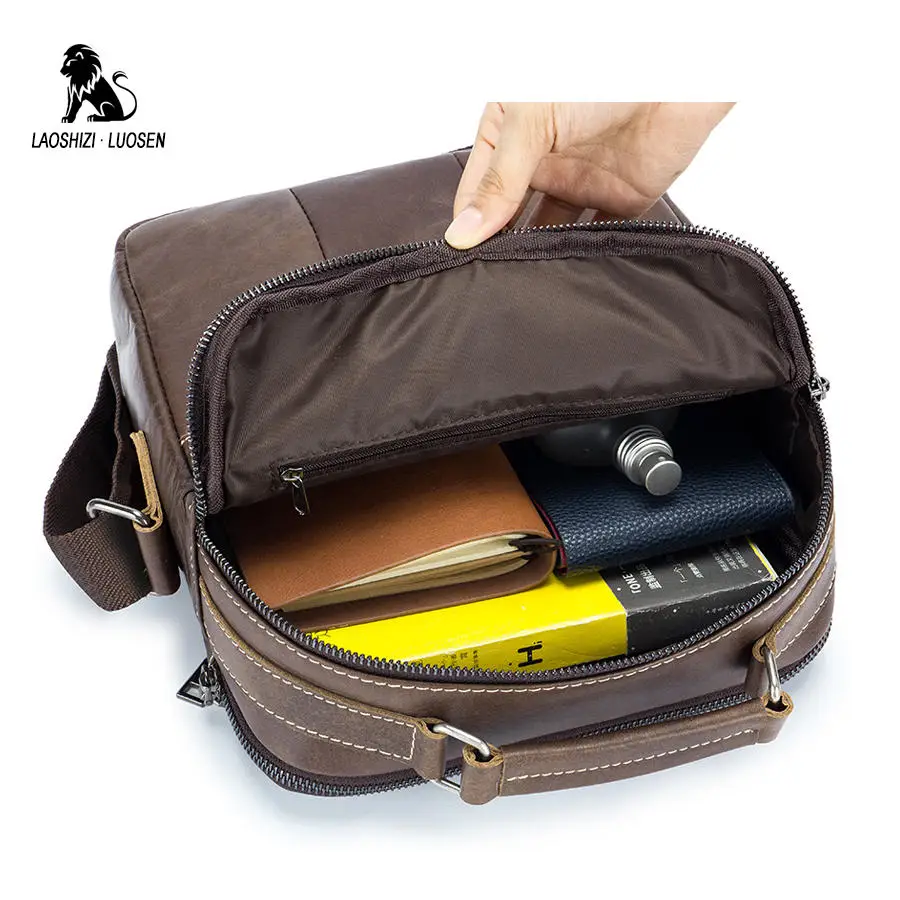 LAOSHIZI Genuine Leather Shoulder Bags for Men Messenger Bag Small Male Tote Vintage New Crossbody Men's Handbag |