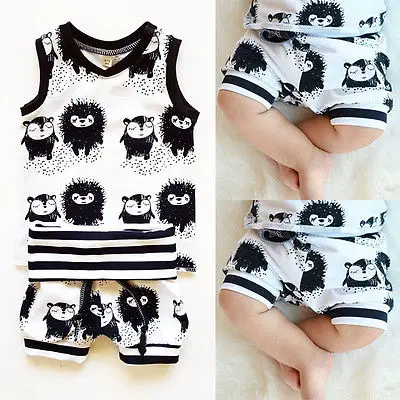 Летний Повседневный жилет из 2 предметов для маленьких мальчиков и девочек топы