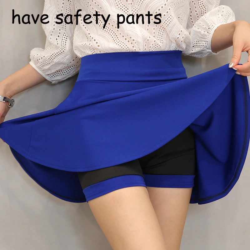Royal Blue Плиссированные юбки размера плюс 4XL, женские юбки, летние трапециевидные юбки для школы, высокая талия, плиссированные юбки, женские корейские элегантные юбки - Цвет: Royal Blue