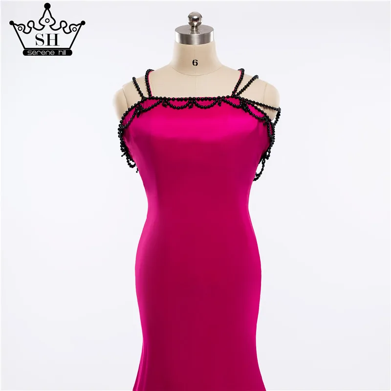 Женское вечернее платье-русалка розовое длинное платье с бисером расшитое в