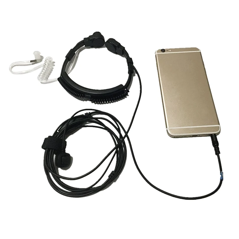 HFES New Flexible Throat Mic jack 3.5mm Microphone Covert Acoustic Tube Earpiece Headset for Iphone android moblie phone | Электроника