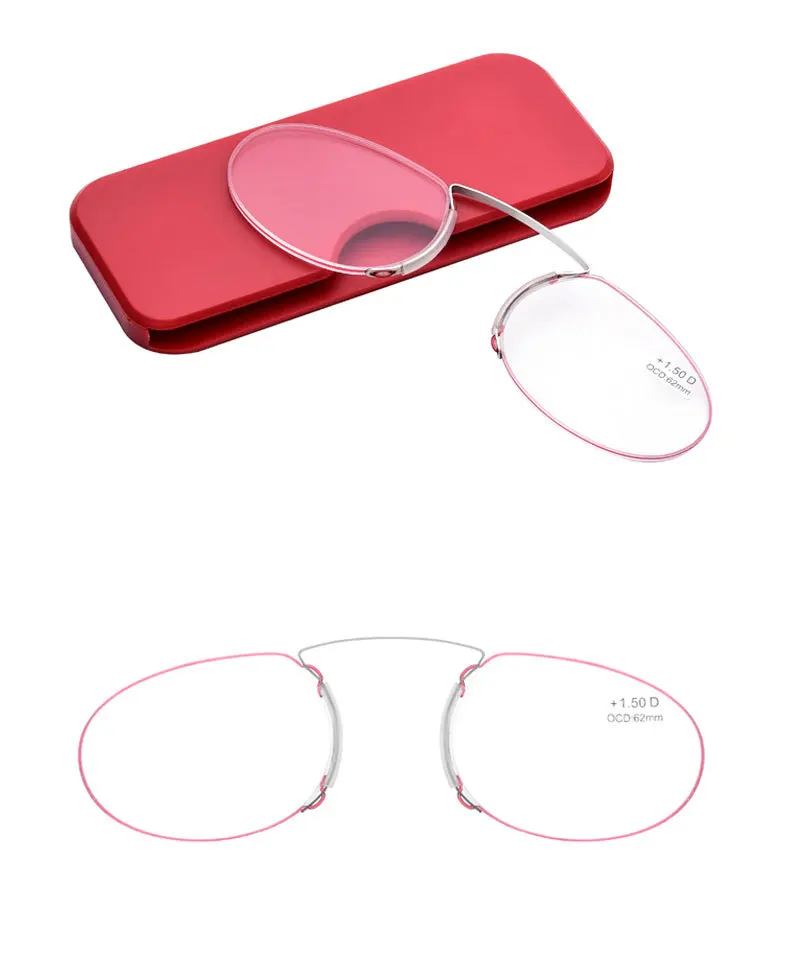 Pince Nez стильные портативные тонкие оптические очки для чтения без руки для мужчин и женщин+ 1,50+ 2,00+ 2,50+ 3,0