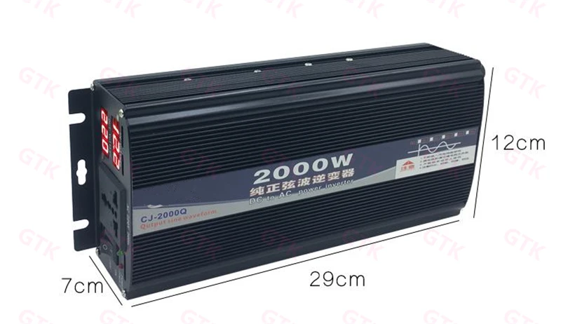 Интеллектуальный экран чистая Синусоидальная волна инвертор питания DC12V 24 V 48 V 60 V к AC110V 2000 W инвертор с экраном дисплея моторного дома RV