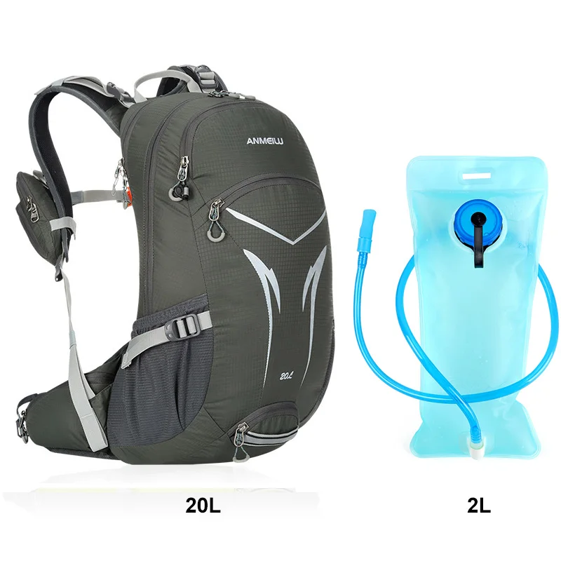 GRY with water bag ANMEILU 20L открытый велосипедный рюкзак, походный гидратационный рюкзак, Водонепроницаемая спортивная сумка для альпинизма, велосипедная сумка с дождевиком - Цвет: GRY with water bag