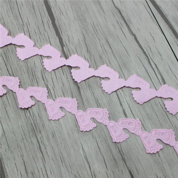 Pink 2 ярдов/партия, 15 мм, розовый, голубой цвет, узор для детской стопы, кружевная отделка, лента ручной работы, P0610 - Цвет: Pink