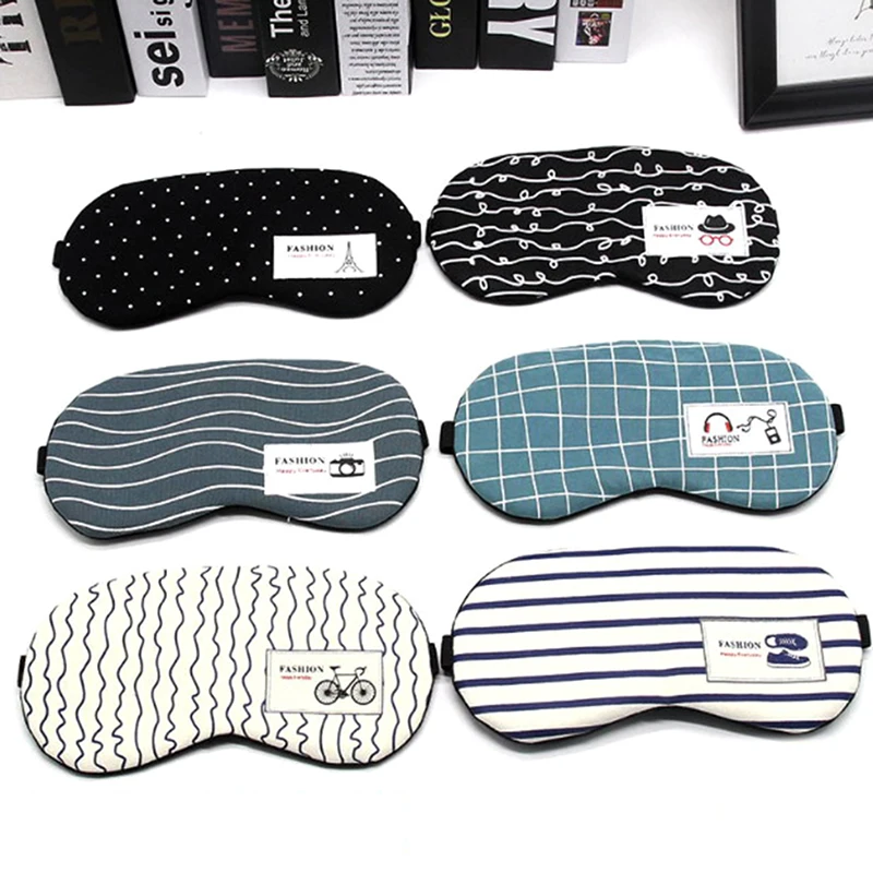 Fashion Striped Cotton Eye Cover Travel Relaxing Sleeping Aid Blindfold Cartoon Sleeping Mask Eyepatch Soft Eye Sleep Mask