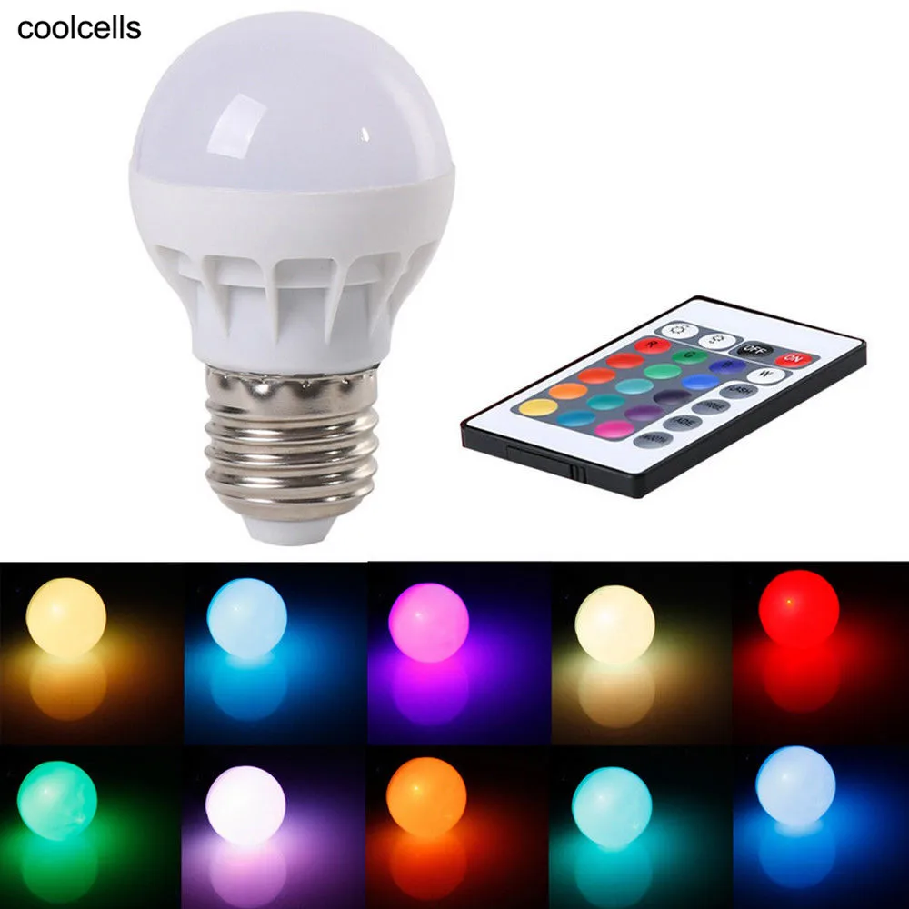 

Новая светодиодная RGB лампа 3 Вт E27 85-265 В переменного тока с изменением цвета или ИК-пультом дистанционного управления Pop