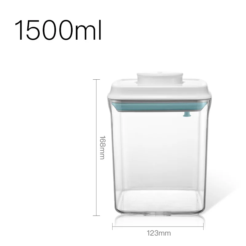 square1.5L Кнопка типа емкость для хранения пищи прозрачный пластиковый пищевой кофе в зернах Герметичные банки коробка для фруктов контейнер для хранения чая контейнер для крупы - Цвет: square1.5L