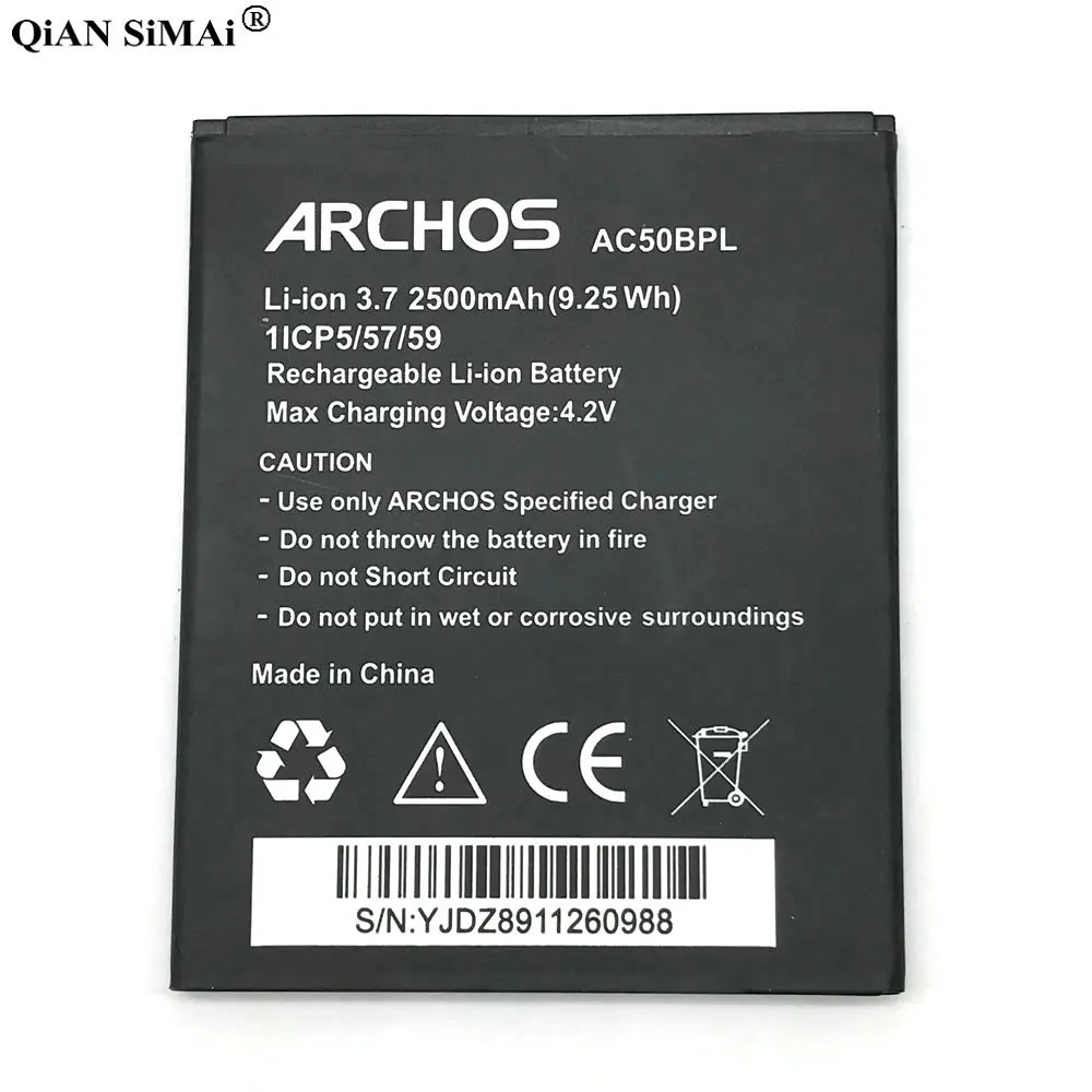 Новый высококачественный аккумулятор AC50BPL 2500 мАч для телефонов Archos 50b Platinum|battery for