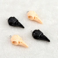 24pcs 34mm17mm crow skull charms glitter raven head skeleton flatback resin cabochons for pendants earrings necklace diy