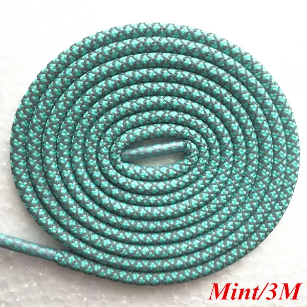 Mint 3M 4", 3 м, рефлективные веревки шнурки круглые веревочные шнурки ночного бега шнурки для кроссовок Yeezy Boost спортивная обувь - Цвет: Mint 3M