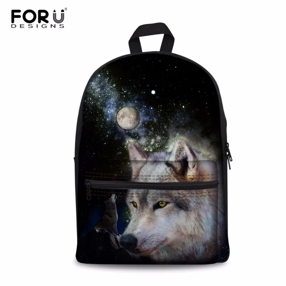 Маленькая женская сумка для ноутбука FORUDESIGNS с волком девочек подростков школьная
