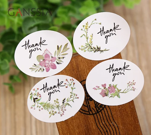 120 шт./лот новые винтажные наклейки с цветами и надписью Thank you Ellipse герметичная