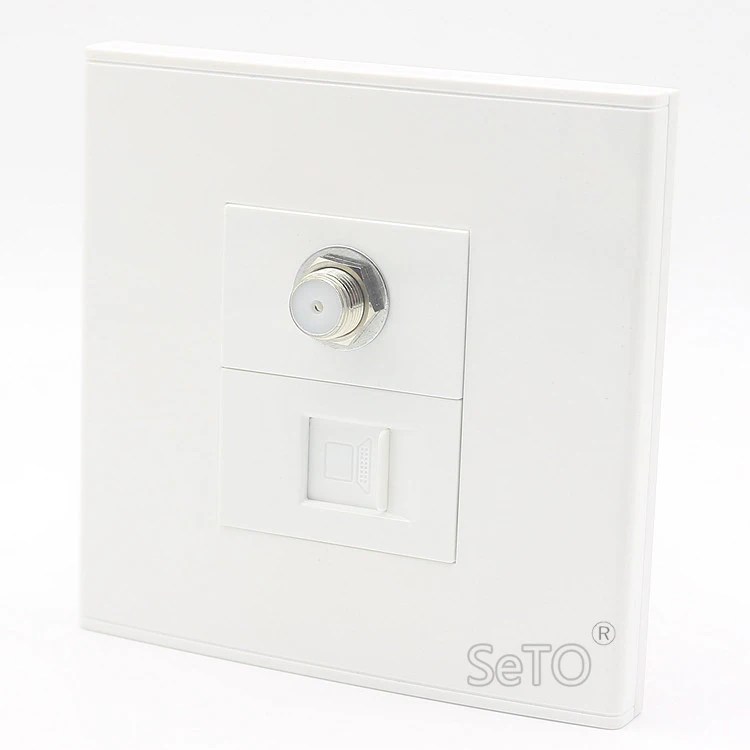 SeTo 86 Тип RJ45 Cat5e сетевой Lan+ F головка цифровой ТВ Разъем Панель настенная пластина разъем Keystone Лицевая панель
