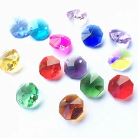 wholesale price 2000pcslot 14mm miexed color k9 crystal glass octagon chandelier beads in one hole for diy crystal chandeliers