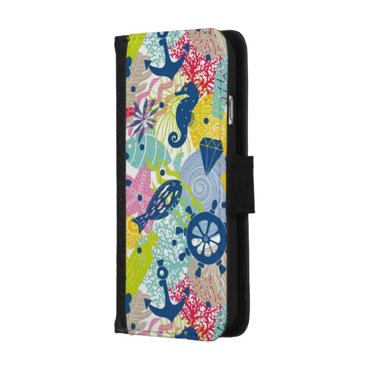 Кожаный чехол книжка с рисунком рыбы для iPhone X/6/7/8/6 plus/7 plus/8 plus Прямая