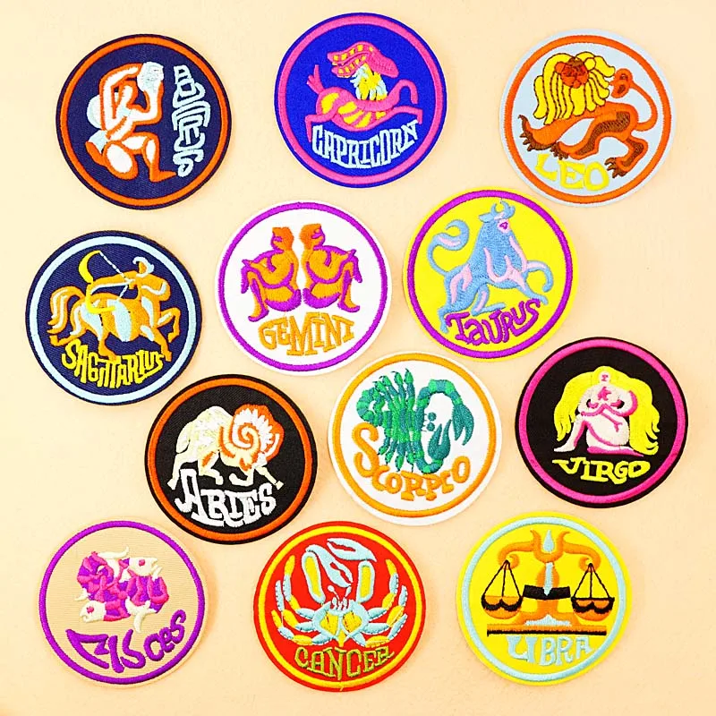Нашивки с 12 знаками созвездия вышитая нашивка сделай сам значок аппликация