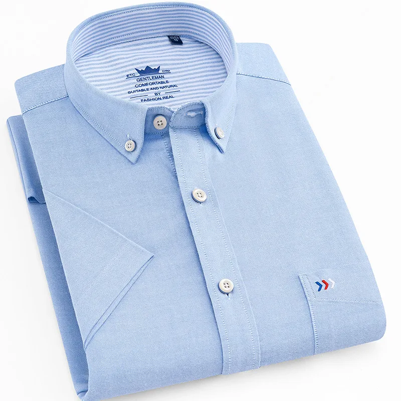 Мужская рубашка из 100% хлопка высокого качества мужская с коротким рукавом