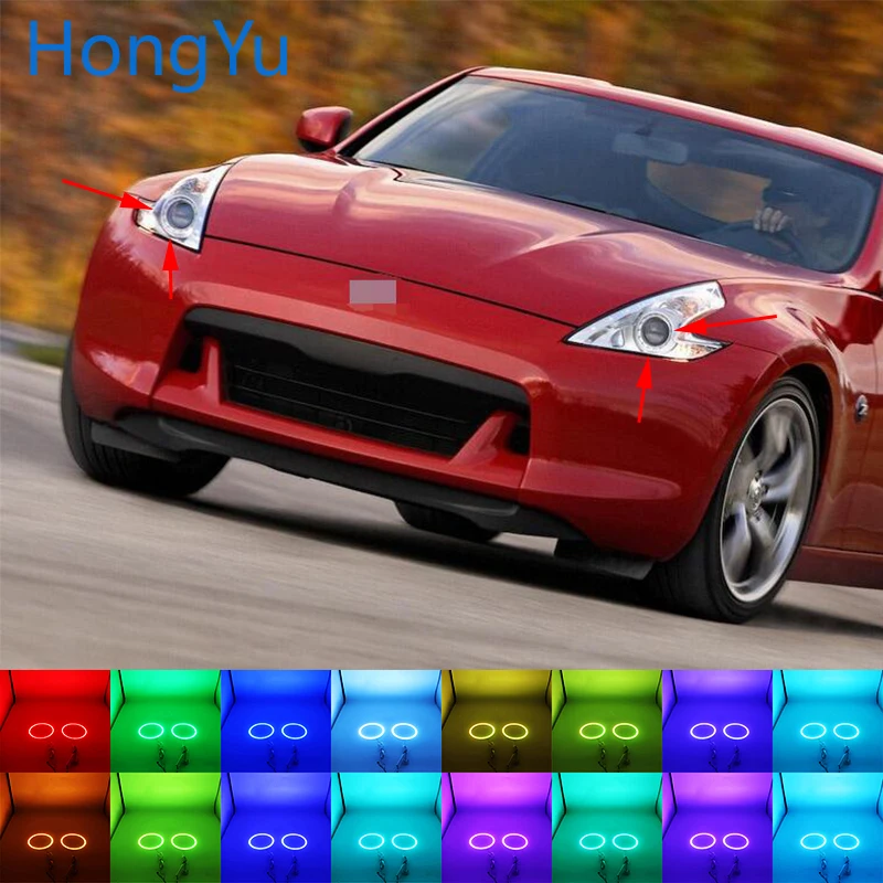 

Headlight Multi-color RGB LED Angel Eyes Halo Ring Eye DRL RF Remote Control for Nissan 370Z 2009 2010 2011 - 2015 Accessories