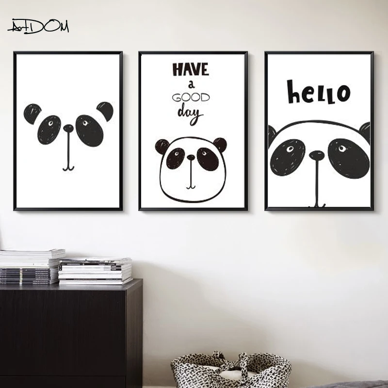 Артдом без рамки детская комната панда постеры и принты скандинавский стиль дети