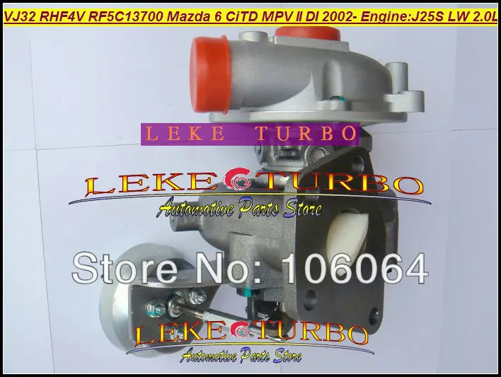 Турбокомпрессор VJ32 RHF4V VDA10019 RF5C13700 для Mazda 6 CiTD MPV II DI Premacy 2002- Engine J25S MZRCD LW 2.0L