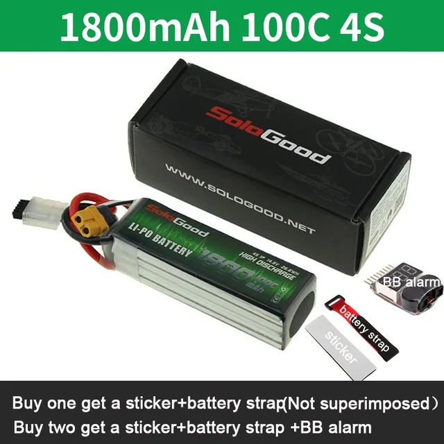 4S 1800mah 100C SoloGood Lipo Батарея 3S 4S 6S серии 75C 1150/1300/1500/1800 мА/ч, гнездовой разъем для скоростного радиоуправляемого дрона FPV Multicopter с неподвижным крылом - Цвет: 4S 1800mah 100C