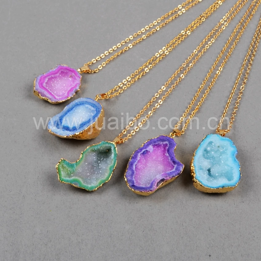 Природный geode druzy besd произвольной формы покрасить mix цвет позолоченные шику мода