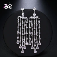 be 8 brand classic design clear aaa cz dangle earrings long drop tassel earrings for women wedding dinner dress jewelrye527