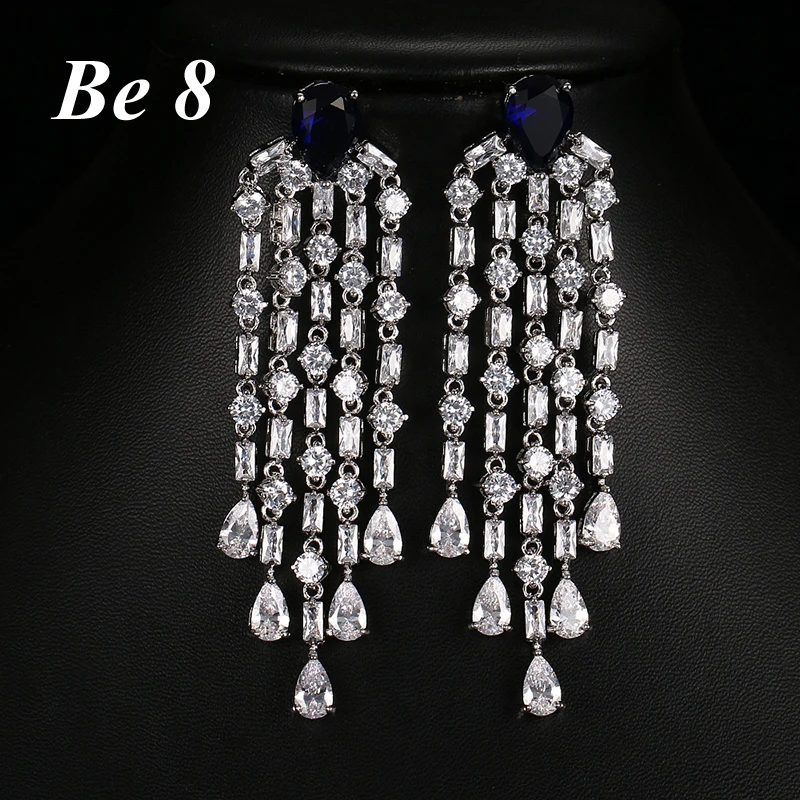 Be8 Brand AAA Cubic Zirconia Elegent Tassel Dangle Earrings Fashion Luxury 4 Coulorful Style For Women Party Gifts Choice E-207 | Украшения
