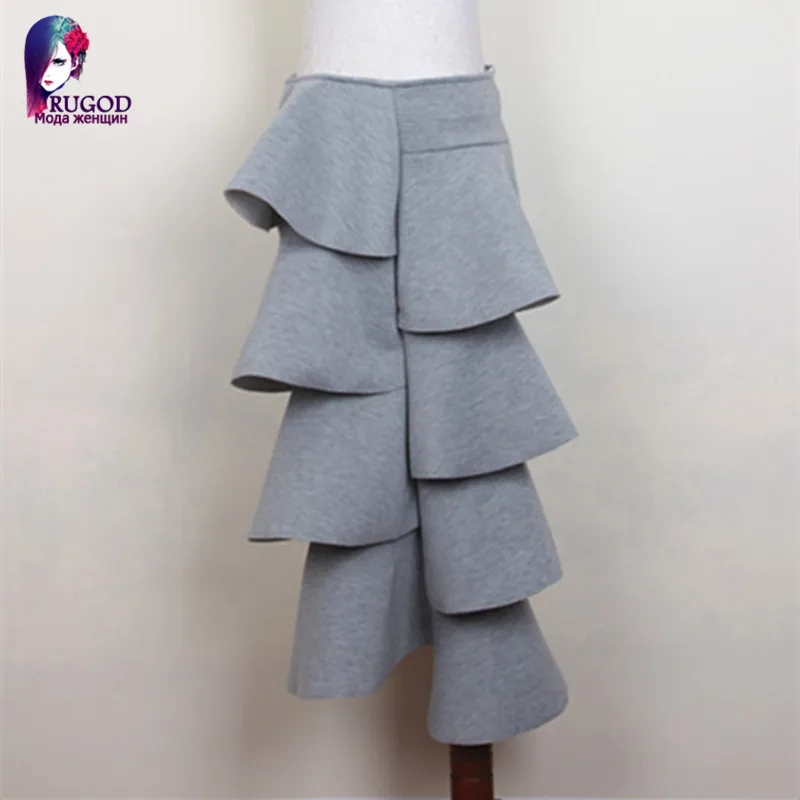 Женская юбка пачка RUGOD многослойная Асимметричная с оборками Повседневная