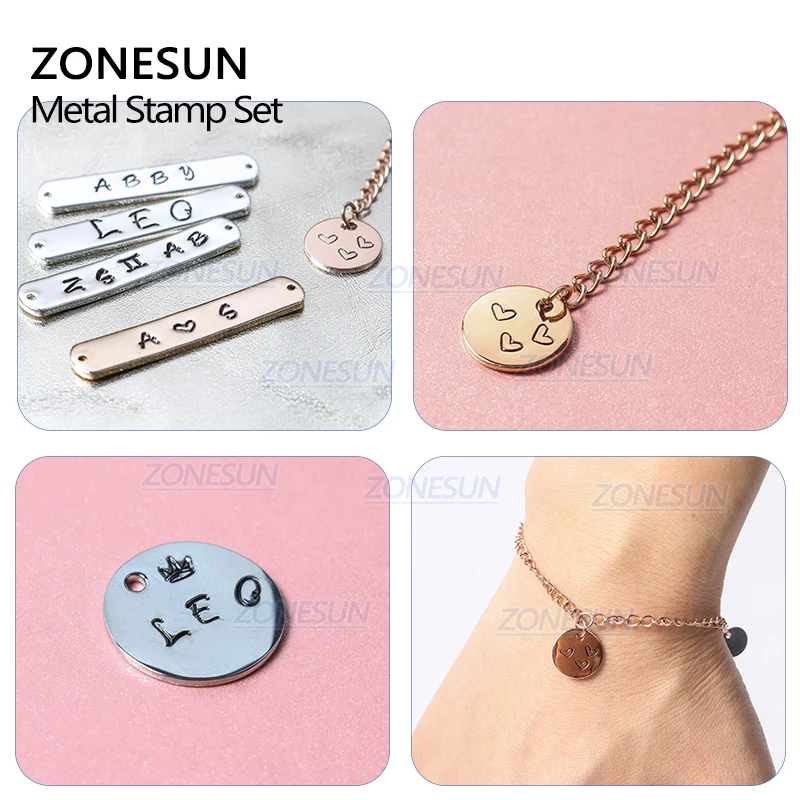 

ZONESUN 36PCS Jewelry Metal Stamps Alphabet Set A-Z Heart Symbol Leather Punch Die Case Craft Letter Stamping Tools Metal Mark