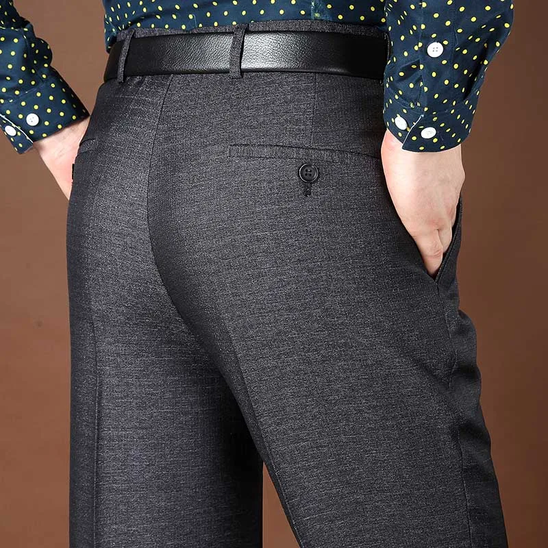 583 Dark Gray Pants Высокое качество, осенний стиль, мужской костюм, брюки, платье, мужские плоские деловые брюки, формальные классические офисные брюки для мужчин Clorhes - Цвет: 583 Dark Gray Pants