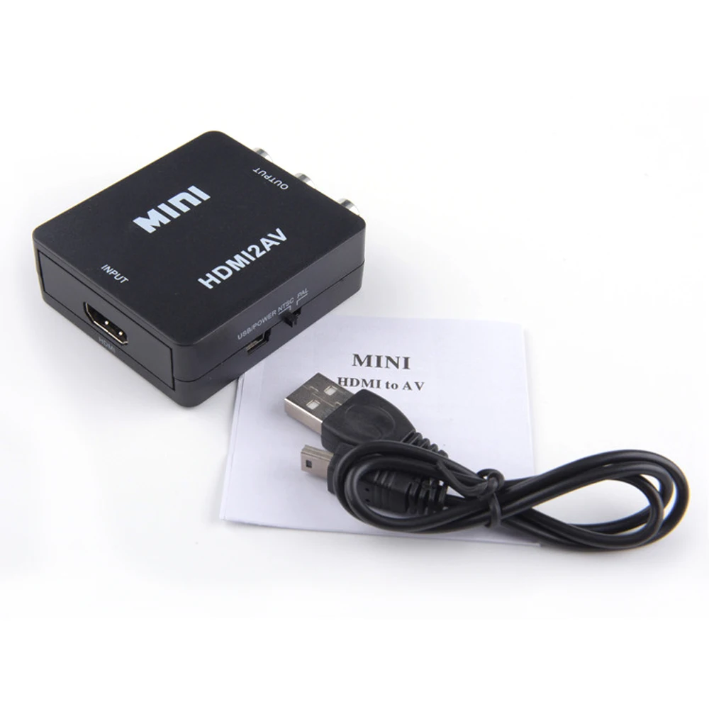 NTSC PAL выход HDMI в AV адаптер AV/RCA CVBS 1080P видео конвертер HDMI2AV коробка