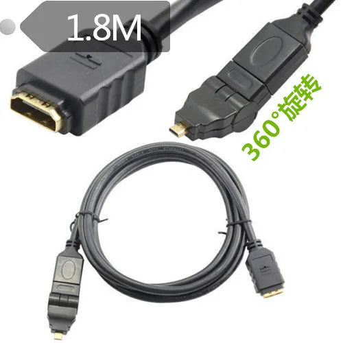 6 футов HDMI микро 360 Угол поворота папа к женскому адаптеру Расширенный HDTV кабель |