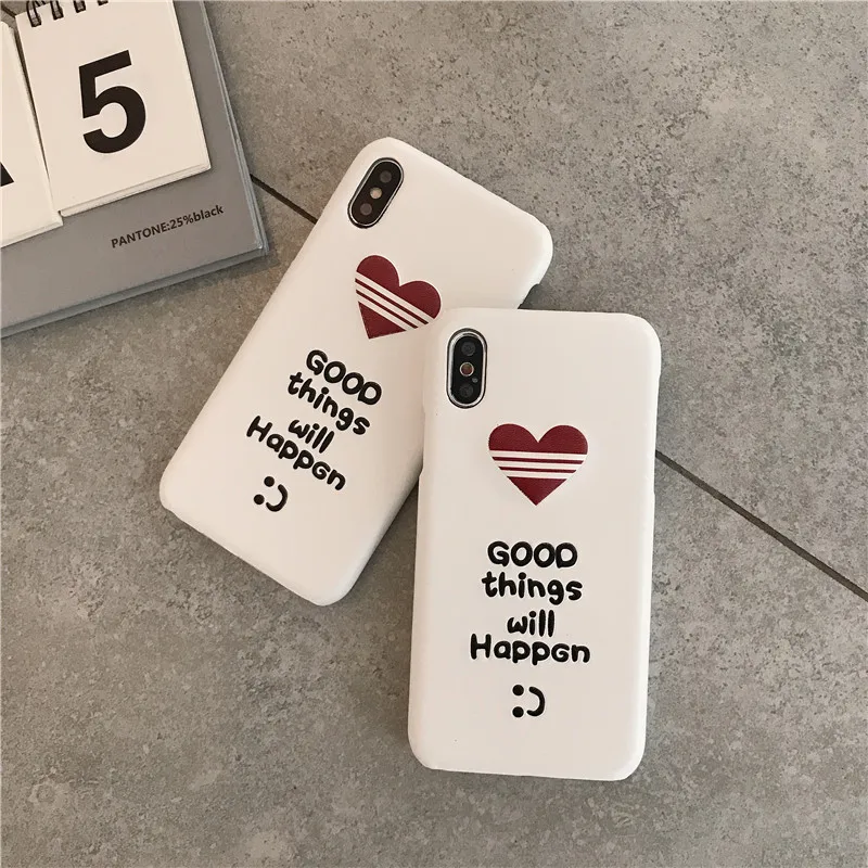 white cortex English typeface loving heart super personality case for iphone 6 7 8 Plus X XR XS MAS phone cases |